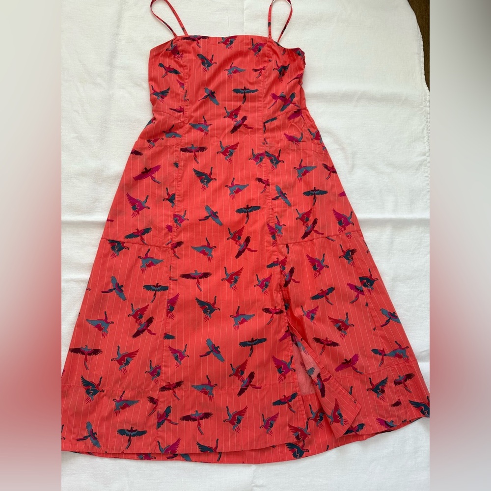 Free People orange pinstripe cotton midi sundress